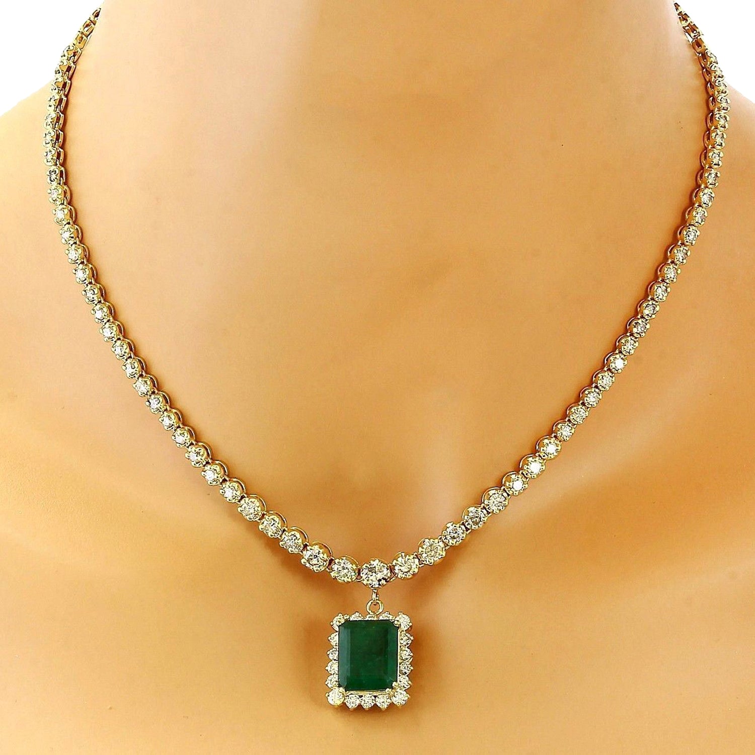 Designer Semi-Precious American Diamond & Green Emerald Necklace with –  PAAIE